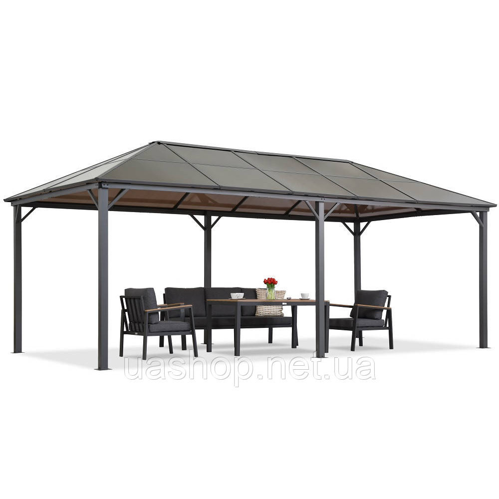 Садова альтанка Milos 3x6м з москітною сіткою Garden Point сіра