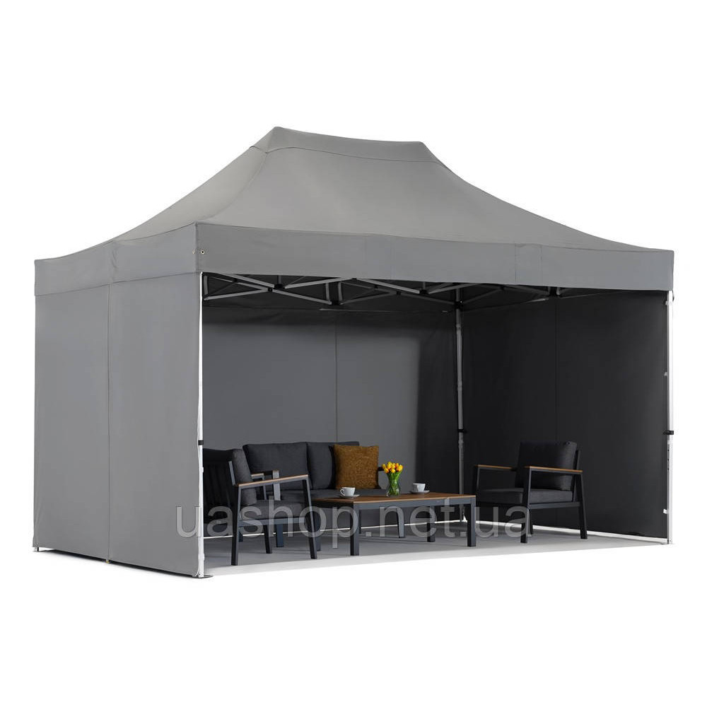 Садова альтанка Манта 3 x 4,4m антрацит з шторами Garden Point