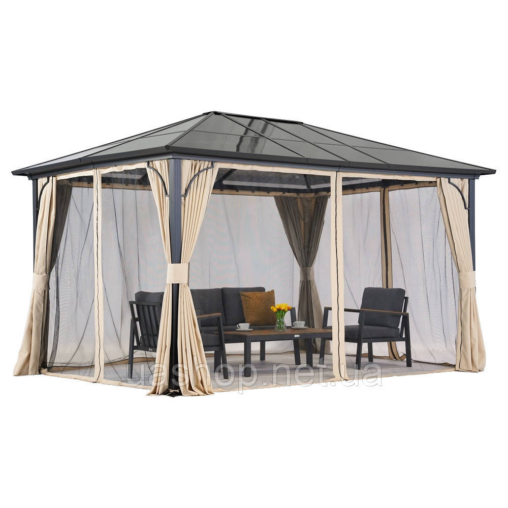Сучасна садова альтанка Santiago Premium 3x4m Garden Point бежева