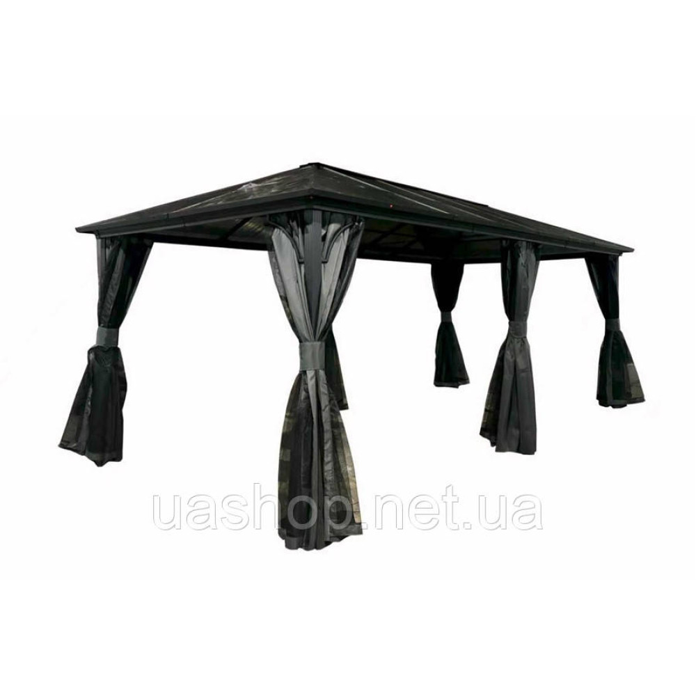 Сучасна садова альтанка Santiago Premium 3x6m Garden Point антрацит
