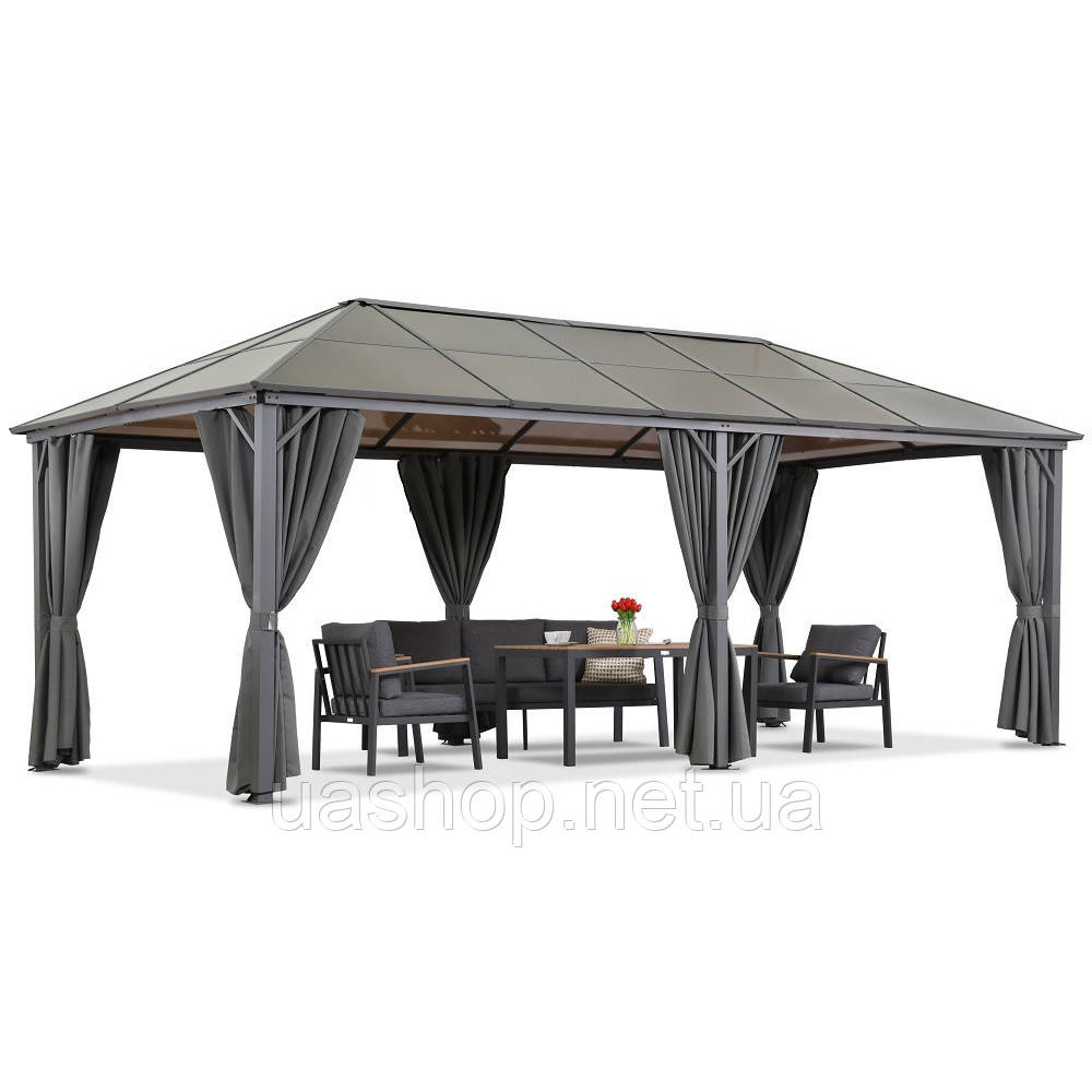 Садова альтанка Milos 3x6 Garden Point із сірими шторами