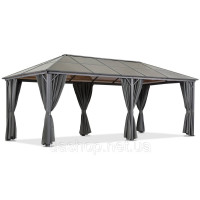 Садова альтанка Milos 3x6 Garden Point із сірими шторами