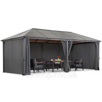 Садова альтанка Milos 3x6 Garden Point із сірими шторами