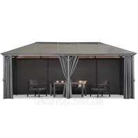 Садова альтанка Milos 3x6 Garden Point із сірими шторами