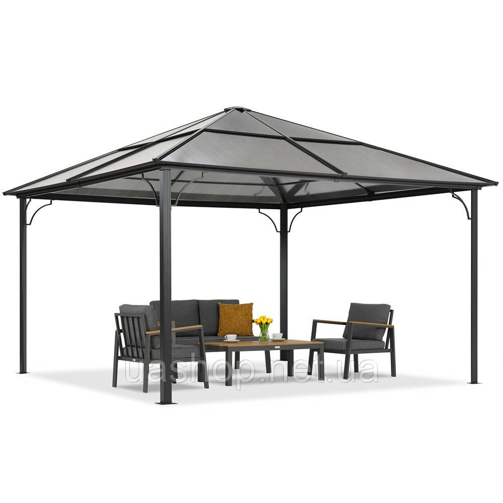 Сучасна садова альтанка Santiago 4x4m Garden Point antracyt