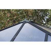 Сучасна металева садова альтанка Палермо 3,6 х 3,6 м Palram - Canopia Heat Block антрацит