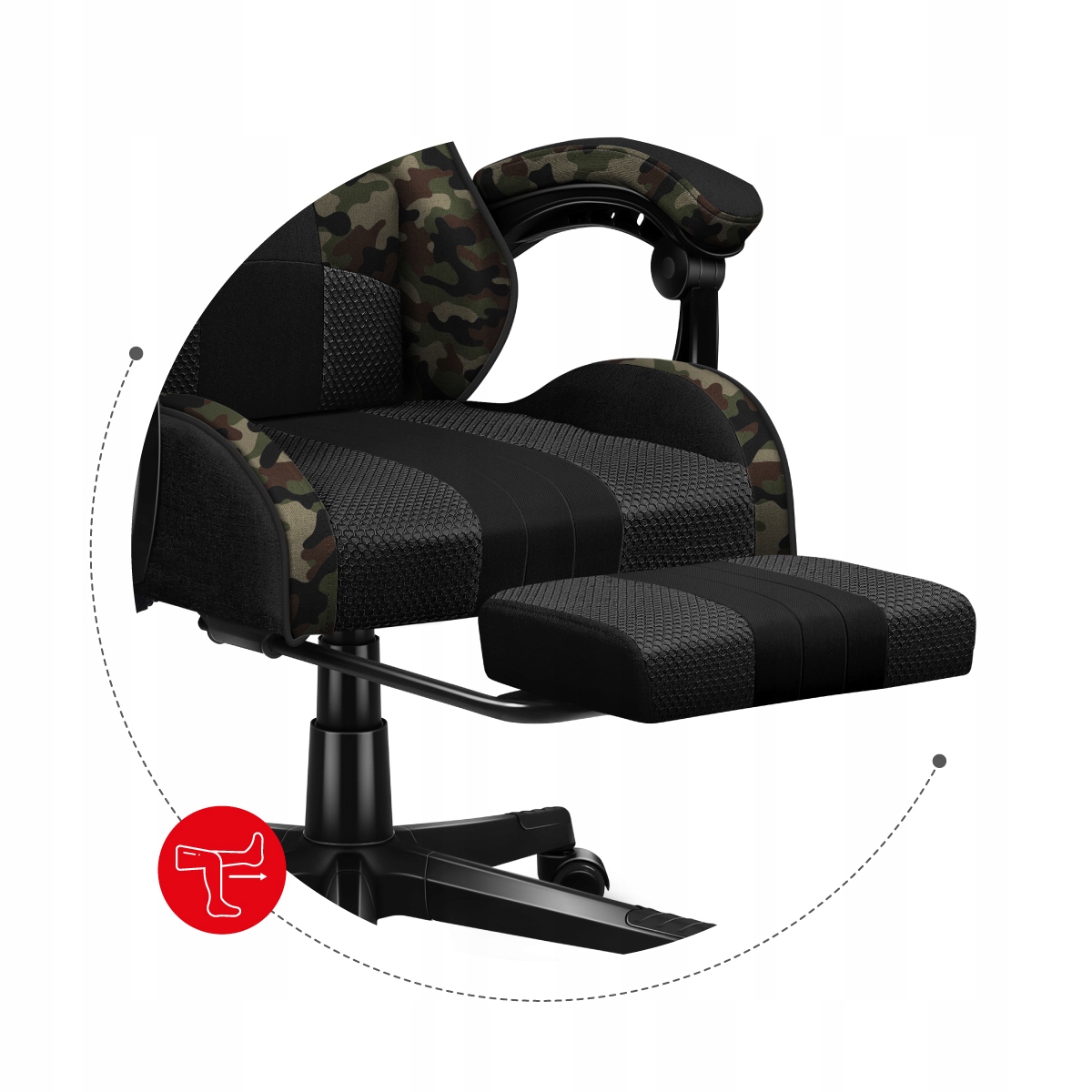 ІГРОВЕ КРІСЛО ПОВОРОТНЕ З ПІДНІЖКОЮ Huzaro Force 4.7 Camo Mesh Model Force.