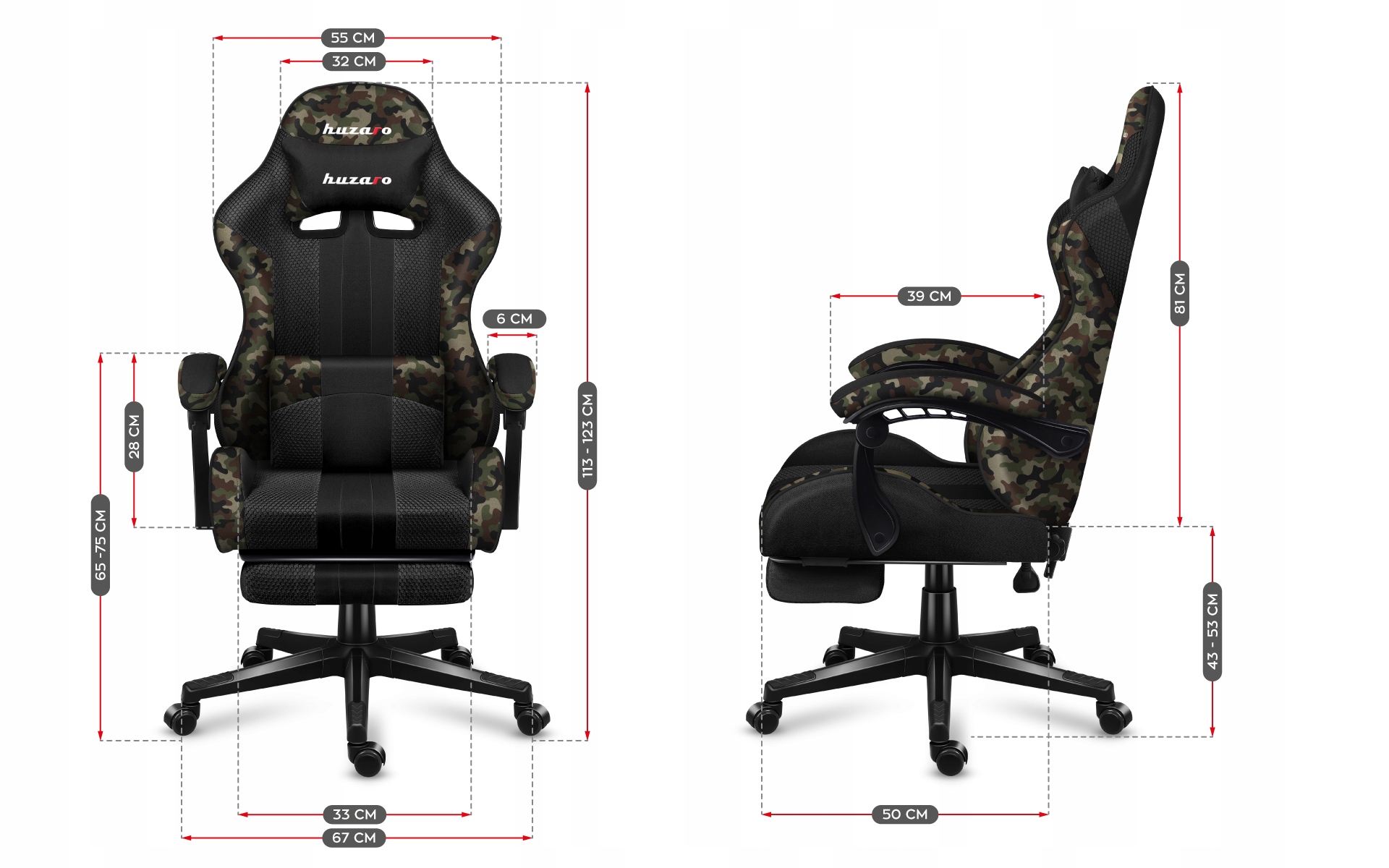 Обертове ГЕЙМЕРСЬКЕ КРІСЛО З ПІДНІЖКОЮ Huzaro Force 4.7 Camo Mesh EAN (GTIN) 5903796011548