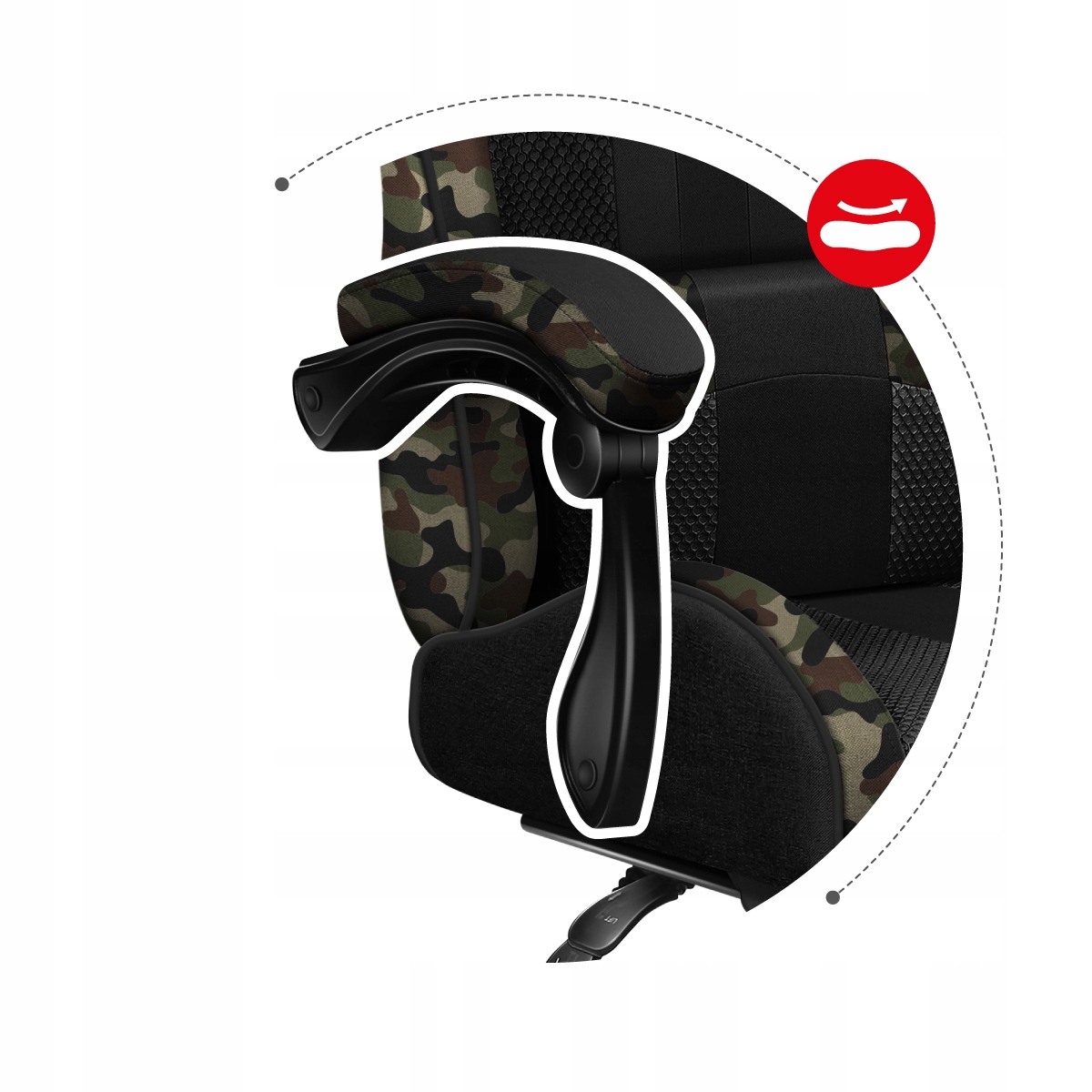 ІГРОВЕ КРІСЛО ОБРАТНЕ З ПІДНІЖКОЮ Huzaro Force 4.7 Camo Mesh Глибина меблів 50 см